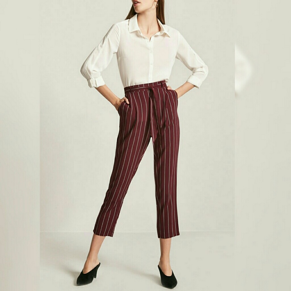 High Waist Pinstripe Pants